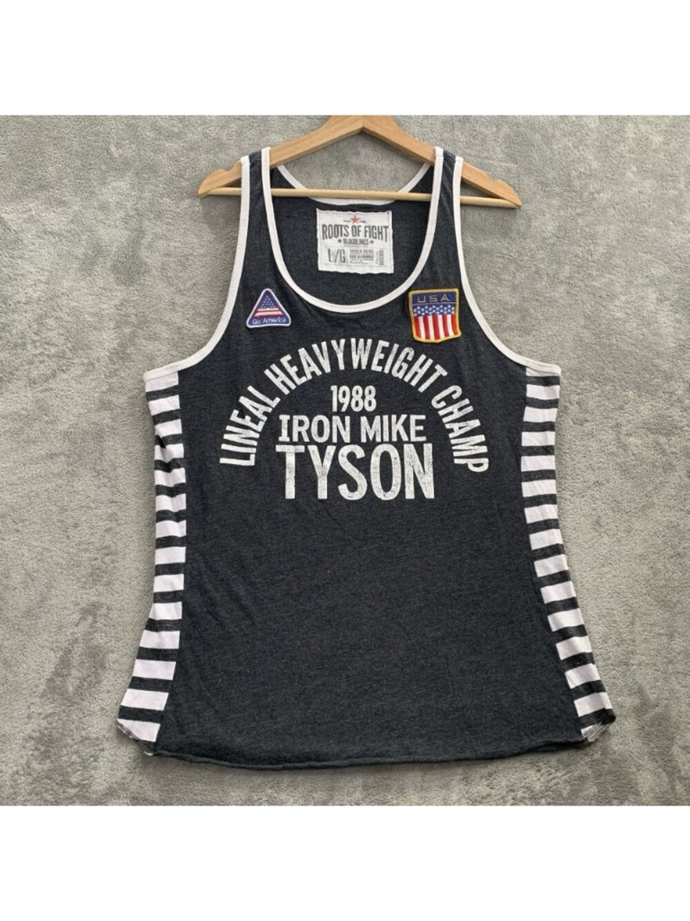 Roots of Fight Shirt Men L Lineal Heavyweight Iron Mike Tyson Singlet Boxing USA